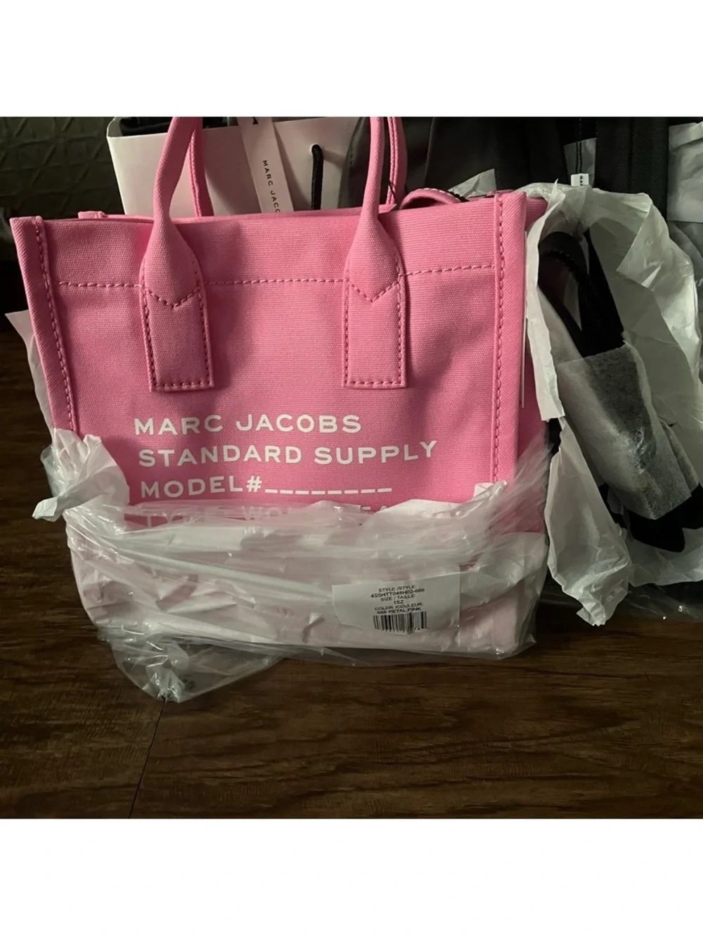 Marc Jacobs Pink Canvas Mini Tote with Black Strap